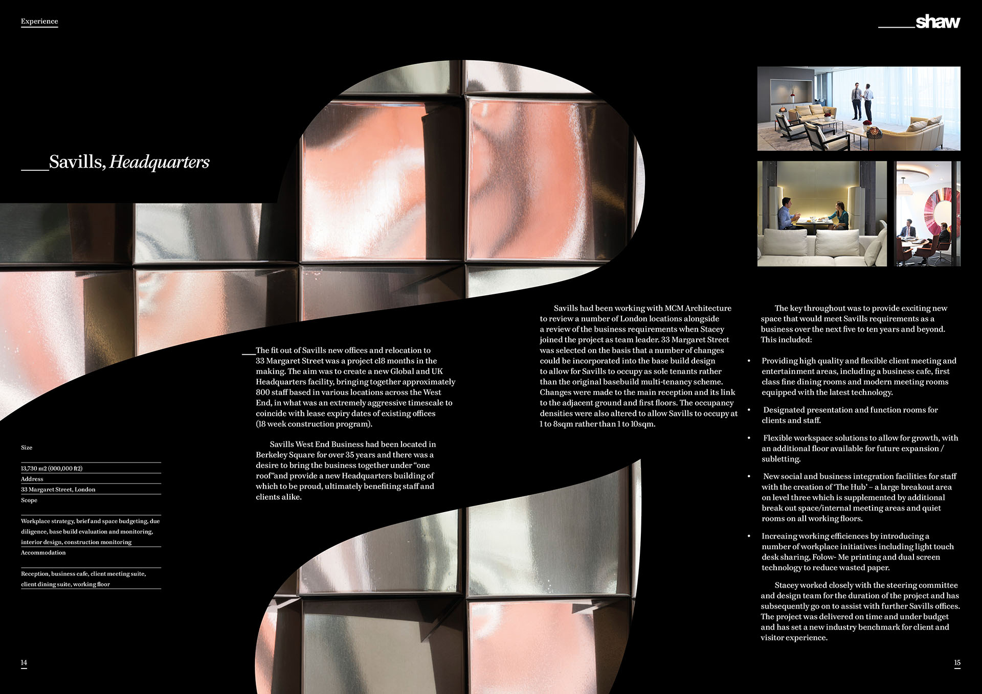 Profile, project case study spread.